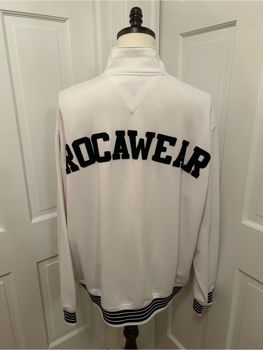 ROCAWEAR VTG Y2K Full Zip Track Jacket White Black Men’s 3XL Spellout Hip Hop